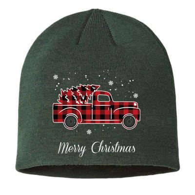 Merry Christmas Old Fashion Pick Up Truck Tree Sustainable Beanie