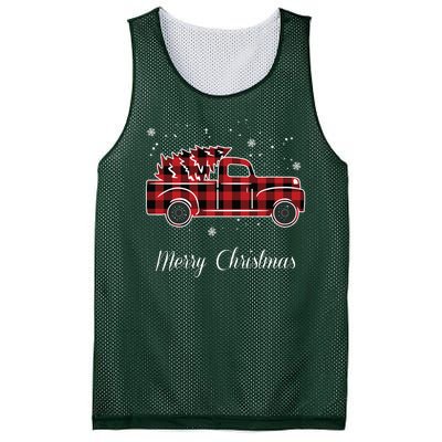 Merry Christmas Old Fashion Pick Up Truck Tree Mesh Reversible Basketball Jersey Tank