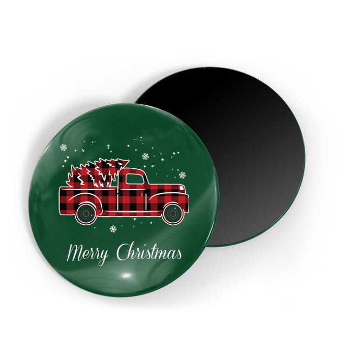 Merry Christmas Old Fashion Pick Up Truck Tree Magnet