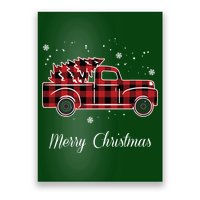 Merry Christmas Old Fashion Pick Up Truck Tree Poster