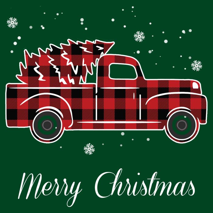 Merry Christmas Old Fashion Pick Up Truck Tree Poster