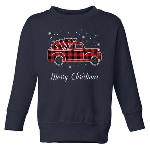 Merry Christmas Old Fashion Pick Up Truck Tree Toddler Sweatshirt