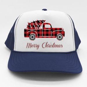 Merry Christmas Old Fashion Pick Up Truck Tree Trucker Hat