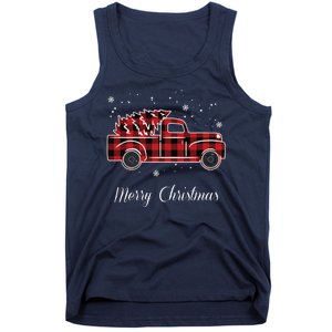 Merry Christmas Old Fashion Pick Up Truck Tree Tank Top