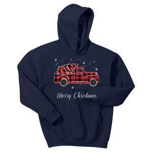 Merry Christmas Old Fashion Pick Up Truck Tree Kids Hoodie