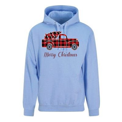 Merry Christmas Old Fashion Pick Up Truck Tree Unisex Surf Hoodie