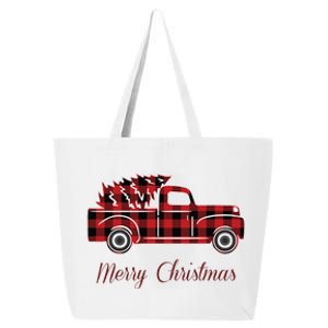 Merry Christmas Old Fashion Pick Up Truck Tree 25L Jumbo Tote