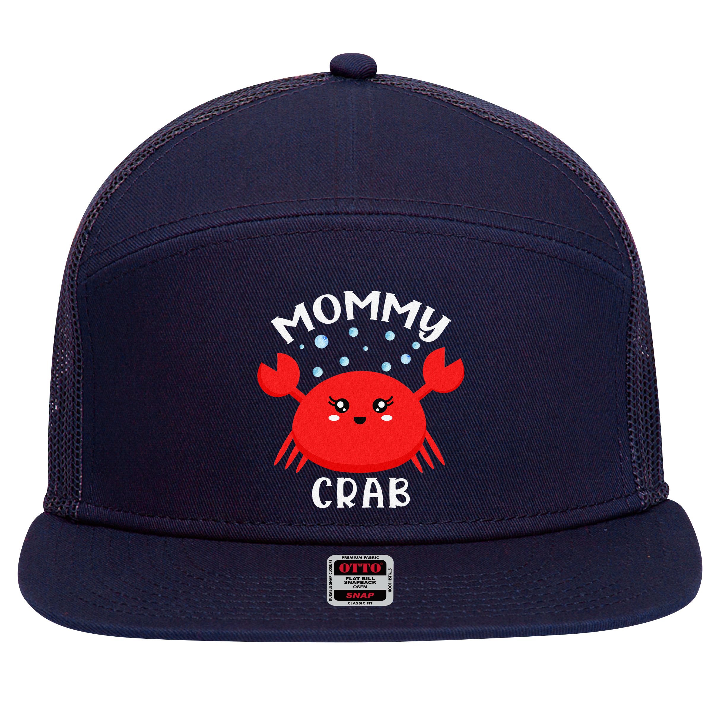 Mommy Crab Ocean Animal Crab Zodiac Funny Announcement 7 Panel Mesh Trucker Snapback Hat