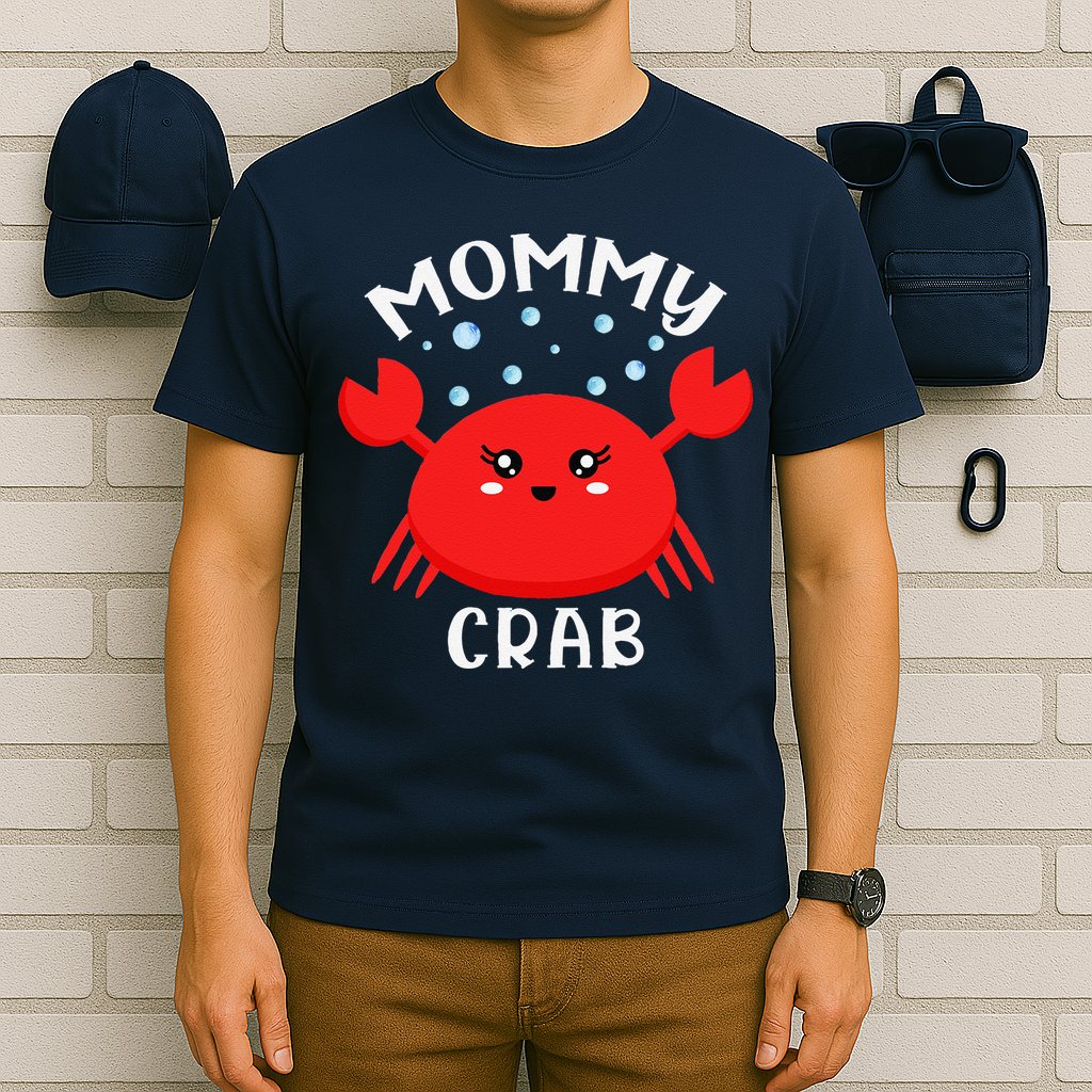 Mommy Crab Ocean Animal Crab Zodiac Funny Announcement T-Shirt