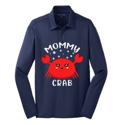 Mommy Crab Ocean Animal Crab Zodiac Funny Announcement Silk Touch Performance Long Sleeve Polo