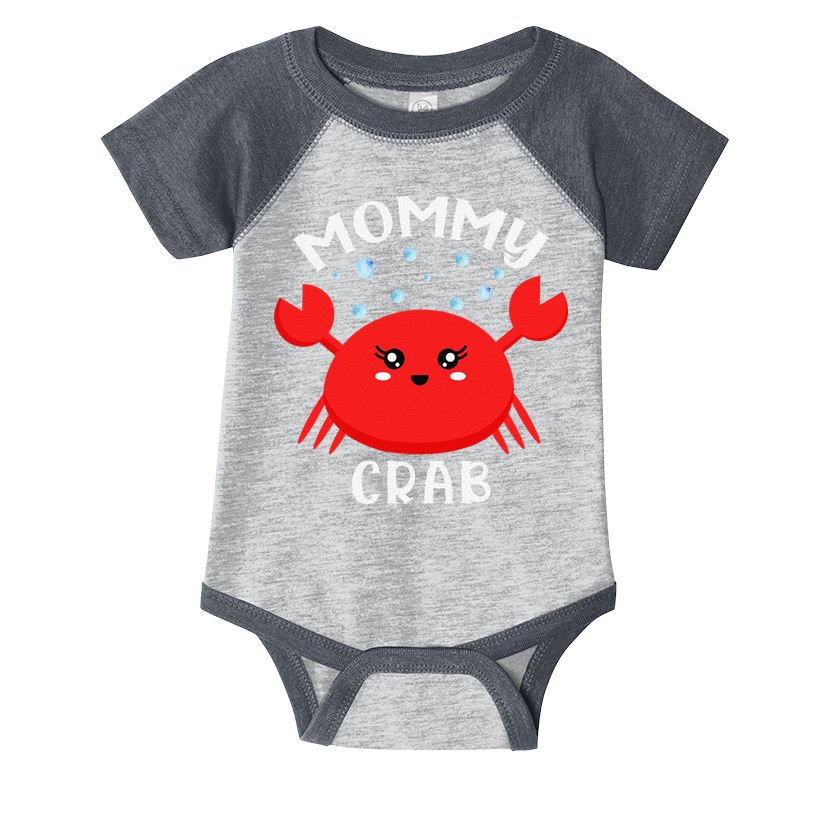 Mommy Crab Ocean Animal Crab Zodiac Funny Announcement Infant Baby Jersey Bodysuit