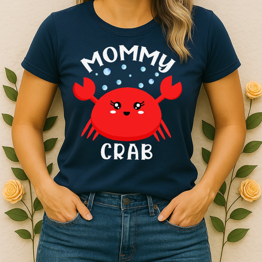 Mommy Crab Ocean Animal Crab Zodiac Funny Announcement Womens T-Shirt
