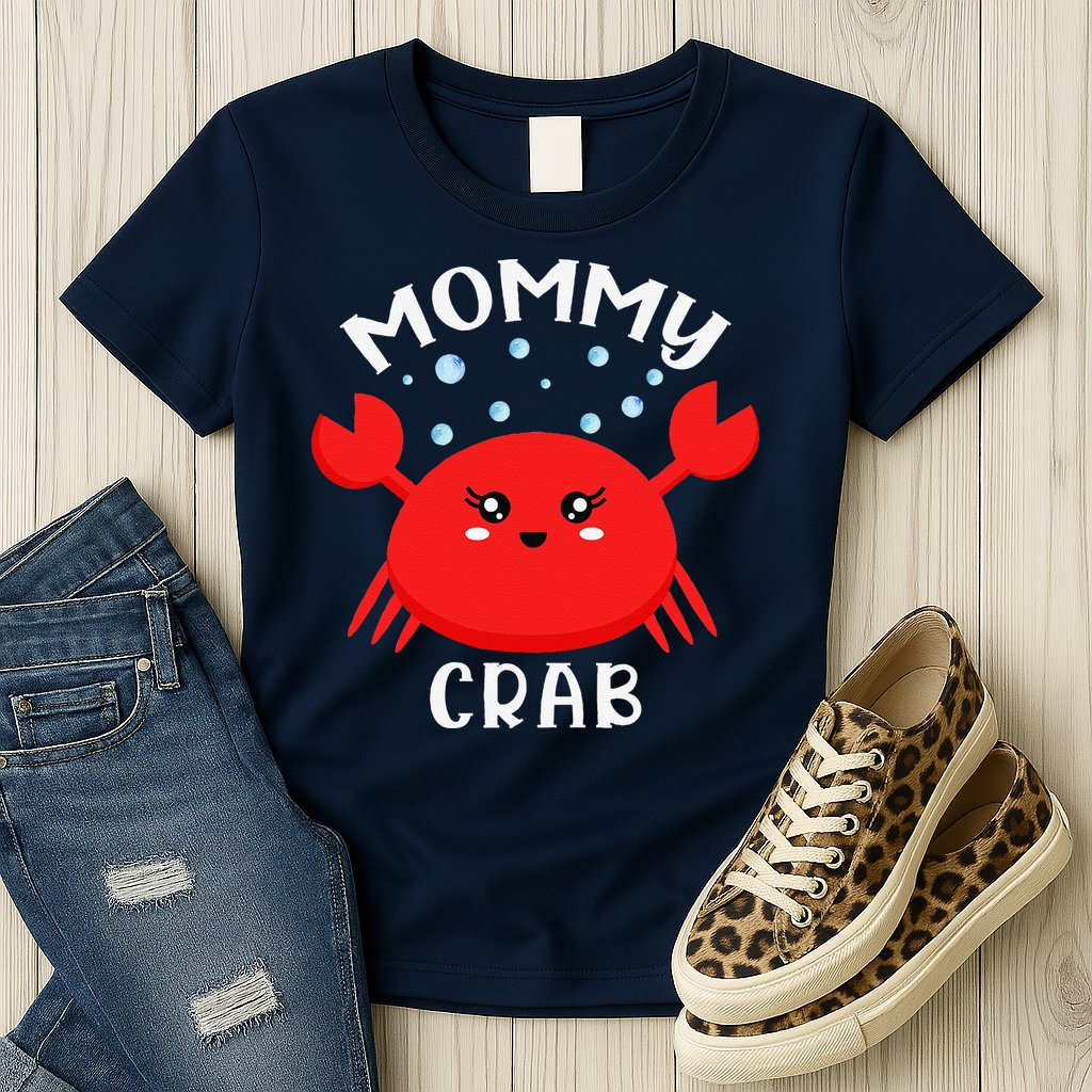 Mommy Crab Ocean Animal Crab Zodiac Funny Announcement Womens T-Shirt
