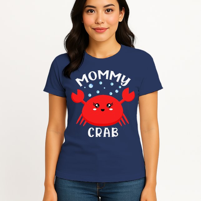 Mommy Crab Ocean Animal Crab Zodiac Funny Announcement Womens T-Shirt