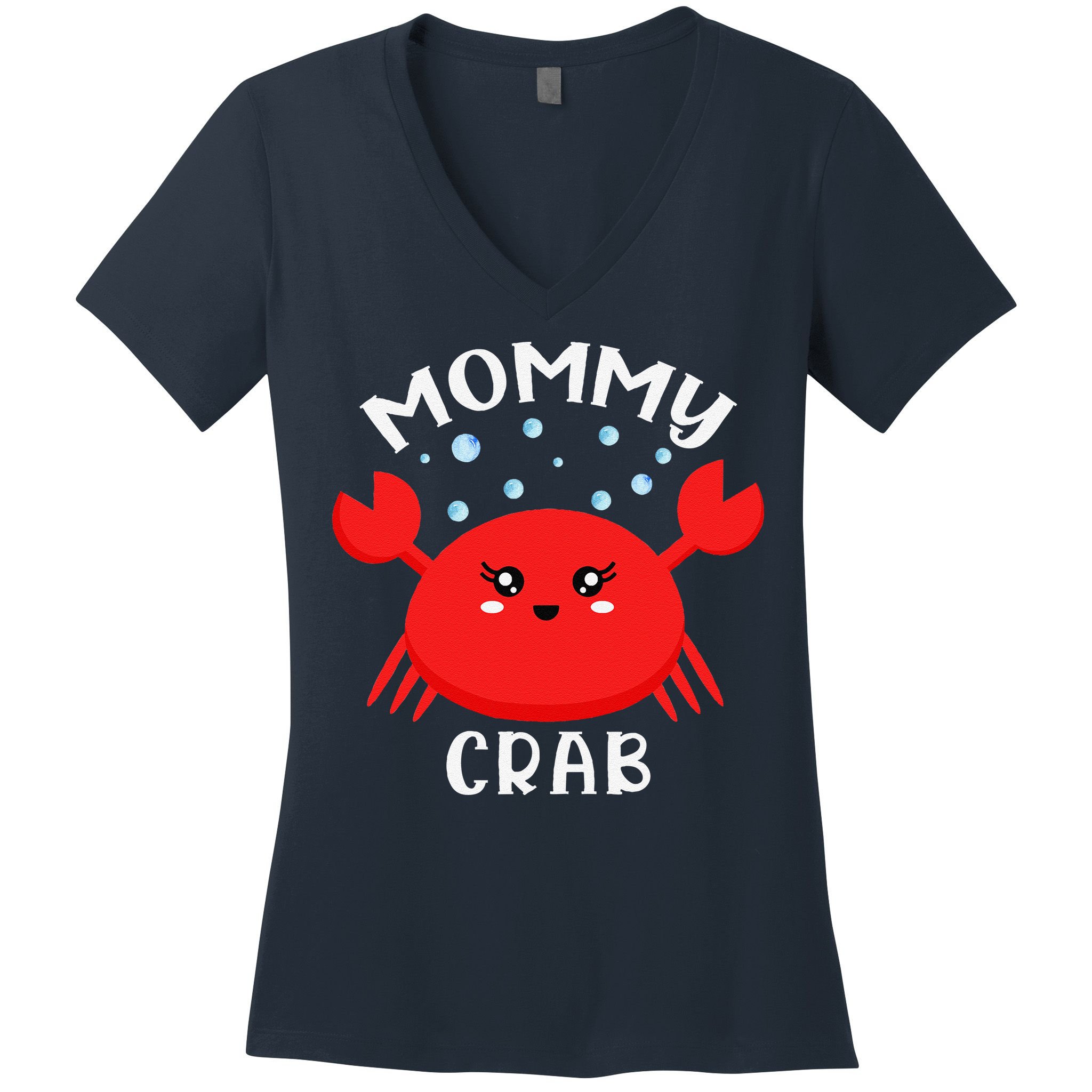 Mommy Crab Ocean Animal Crab Zodiac Funny Announcement Women's V-Neck T-Shirt
