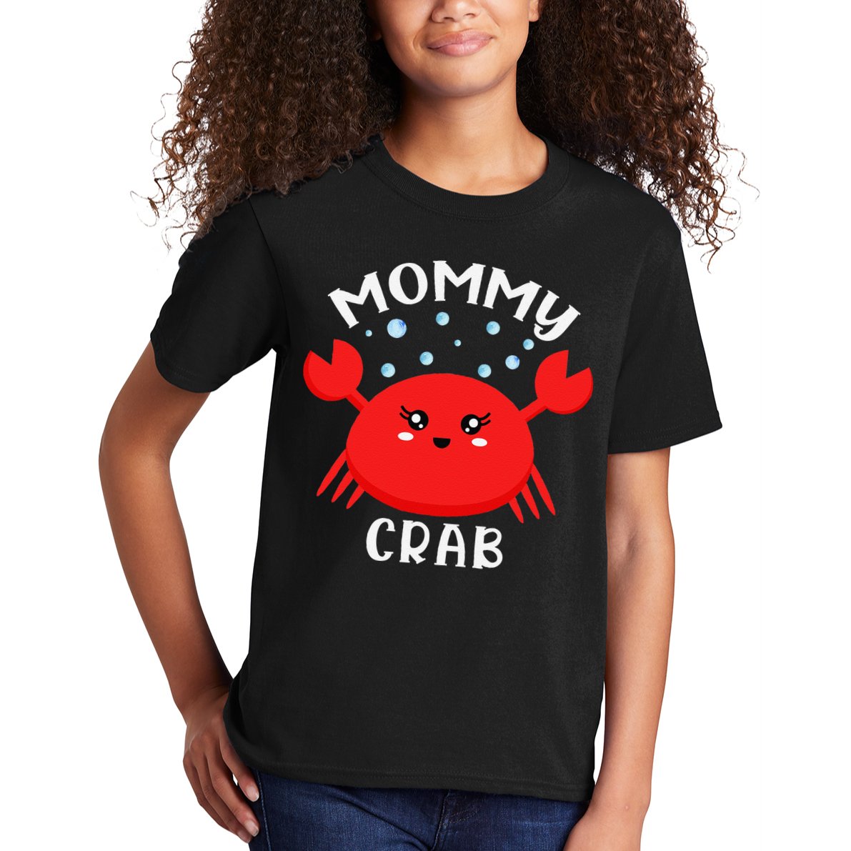 Mommy Crab Ocean Animal Crab Zodiac Funny Announcement Kids T-Shirt