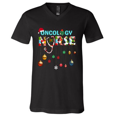 Merry Christmas Oncology Nurse Rn Oncologist Nursing Gift V-Neck T-Shirt