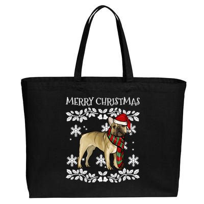 Merry Christmas Ornat French Bulldog Xmas Santa Gift Cotton Canvas Jumbo Tote