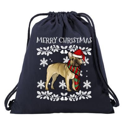 Merry Christmas Ornat French Bulldog Xmas Santa Gift Drawstring Bag