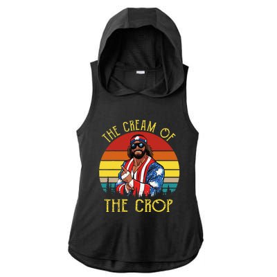 MachoThe Cream of The Crop Wrestling Funny Retro Vintage Ladies PosiCharge Tri-Blend Wicking Draft Hoodie Tank