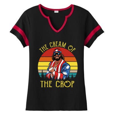 MachoThe Cream of The Crop Wrestling Funny Retro Vintage Ladies Halftime Notch Neck Tee