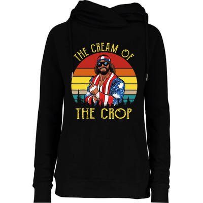 MachoThe Cream of The Crop Wrestling Funny Retro Vintage Womens Funnel Neck Pullover Hood