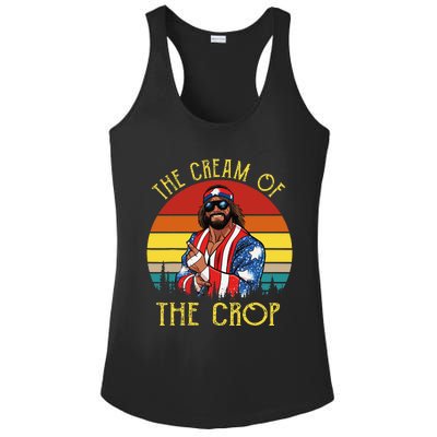 MachoThe Cream of The Crop Wrestling Funny Retro Vintage Ladies PosiCharge Competitor Racerback Tank