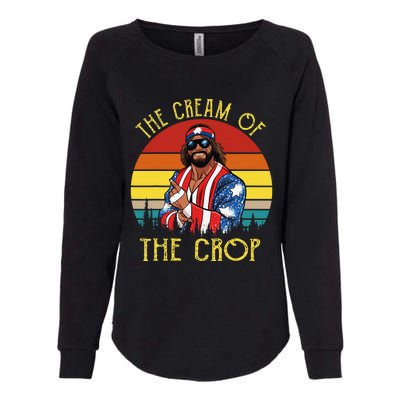 MachoThe Cream of The Crop Wrestling Funny Retro Vintage Womens California Wash Sweatshirt