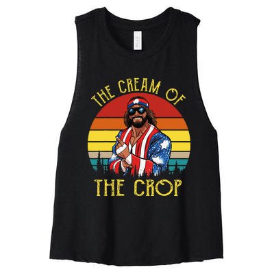 MachoThe Cream of The Crop Wrestling Funny Retro Vintage Women's Racerback Cropped Tank