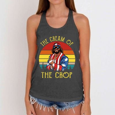 MachoThe Cream of The Crop Wrestling Funny Retro Vintage Women's Knotted Racerback Tank