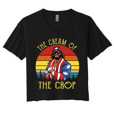 MachoThe Cream of The Crop Wrestling Funny Retro Vintage Women's Crop Top Tee