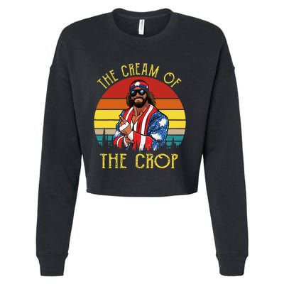 MachoThe Cream of The Crop Wrestling Funny Retro Vintage Cropped Pullover Crew