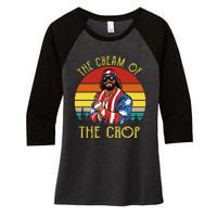 MachoThe Cream of The Crop Wrestling Funny Retro Vintage Women's Tri-Blend 3/4-Sleeve Raglan Shirt