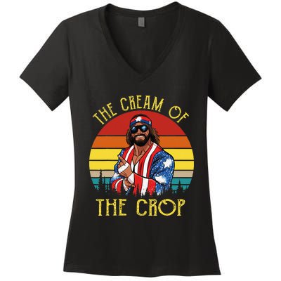 MachoThe Cream of The Crop Wrestling Funny Retro Vintage Women's V-Neck T-Shirt