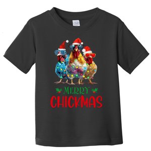 Merry Chickmas Ornament Lights Chicken Farmer Christmas Toddler T-Shirt