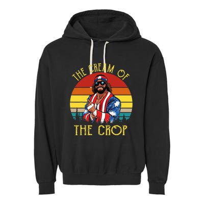 MachoThe Cream Of The Crop Wrestling Funny Retro Vintage Garment-Dyed Fleece Hoodie