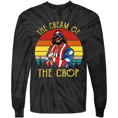 MachoThe Cream Of The Crop Wrestling Funny Retro Vintage Tie-Dye Long Sleeve Shirt