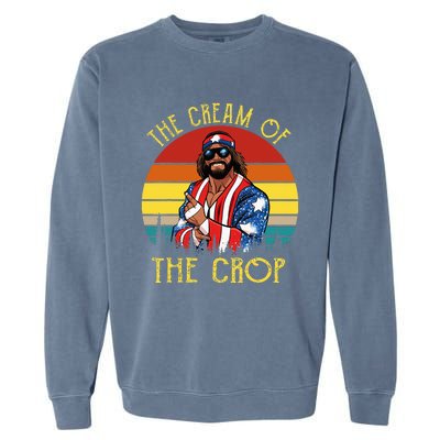 MachoThe Cream Of The Crop Wrestling Funny Retro Vintage Garment-Dyed Sweatshirt