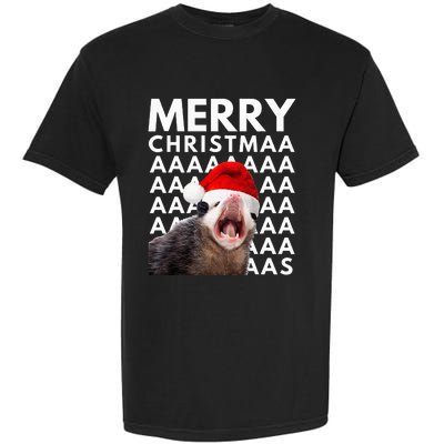 Merry Christmas Opossum Screaming Funny Garment-Dyed Heavyweight T-Shirt