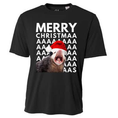 Merry Christmas Opossum Screaming Funny Cooling Performance Crew T-Shirt