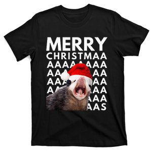 Merry Christmas Opossum Screaming Funny T-Shirt