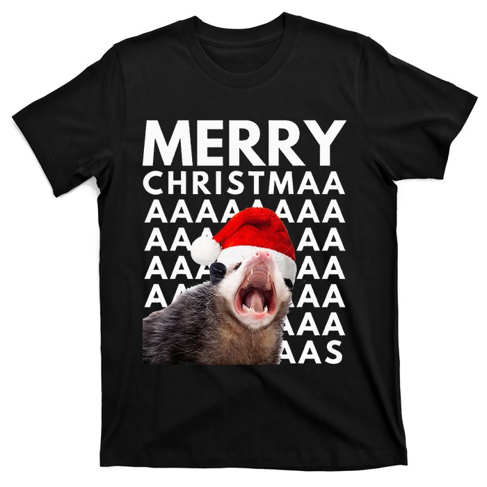 Merry Christmas Opossum Screaming Funny T-Shirt