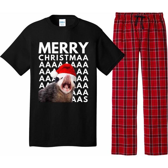 Merry Christmas Opossum Screaming Funny Pajama Set