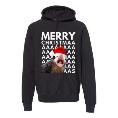 Merry Christmas Opossum Screaming Funny Premium Hoodie