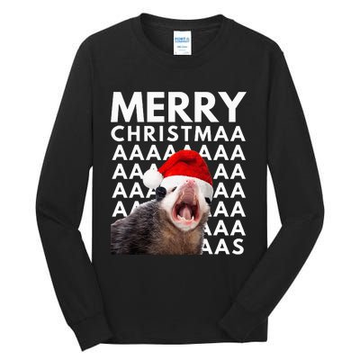 Merry Christmas Opossum Screaming Funny Tall Long Sleeve T-Shirt