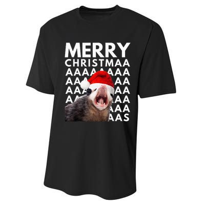 Merry Christmas Opossum Screaming Funny Performance Sprint T-Shirt