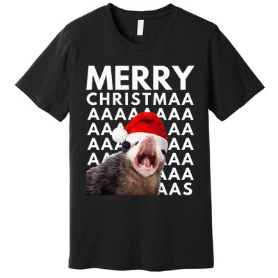 Merry Christmas Opossum Screaming Funny Premium T-Shirt