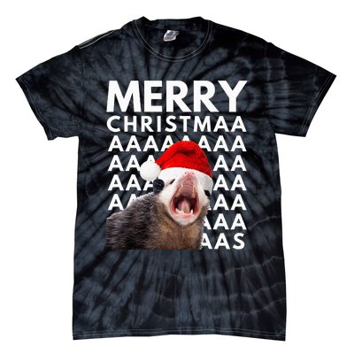 Merry Christmas Opossum Screaming Funny Tie-Dye T-Shirt