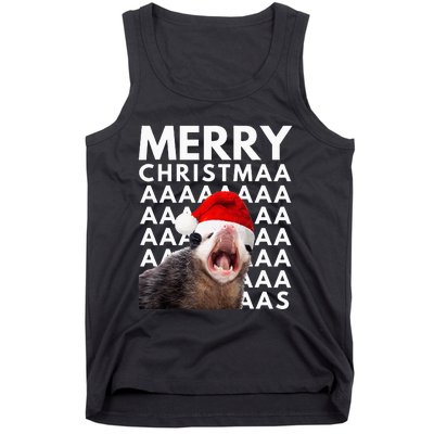 Merry Christmas Opossum Screaming Funny Tank Top