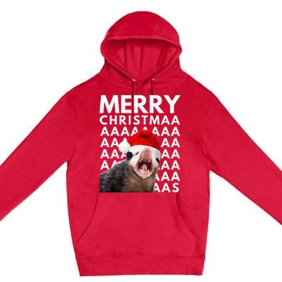 Merry Christmas Opossum Screaming Funny Premium Pullover Hoodie